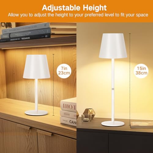 OUTON Kabellose LED Tischlampe 2er Set – Touch dimmbar, 3 Farbtemperaturen, IP54 wasserdicht, ideal für drinnen & drauße
