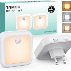 LED Nachtlicht Steckdose mit Bewegungsmelder, dimmbar für Kinderzimmer und Treppen, 3 Farbtemperaturen, 2 Stück