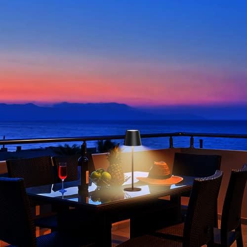 Klighten 2er Set LED Dimmbare Akku Tischlampe Blau – Kabellos, Warmlicht 3000K für Innen & Außen, USB-C, Aluminium, IP54