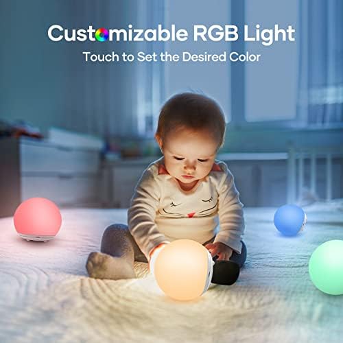 Nachtlicht Kinder, USB aufladbares Stilllicht mit RGB, dimmbare Touch-Nachttischlampe für Babyzimmer, Camping & Geschenk