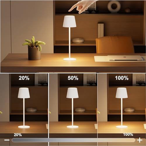 Klighten 2er Set LED Dimmbare Akku Tischlampe Blau – Kabellos, Warmlicht 3000K für Innen & Außen, USB-C, Aluminium, IP54