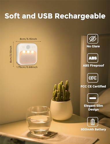 Wiederaufladbares Nachtlicht mit Bewegungsmelder – Sanfte LED Treppenbeleuchtung für Flur, Kinderzimmer und Schlafzimmer