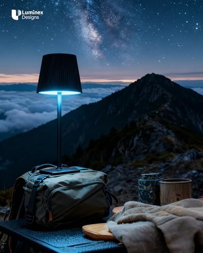 Kabellose LED Tischlampe von – Dimmbare Nachttischlampe mit Magnetköpfen, 3000K Weiß & RGB, IP54 Wasserdicht für Schlaf