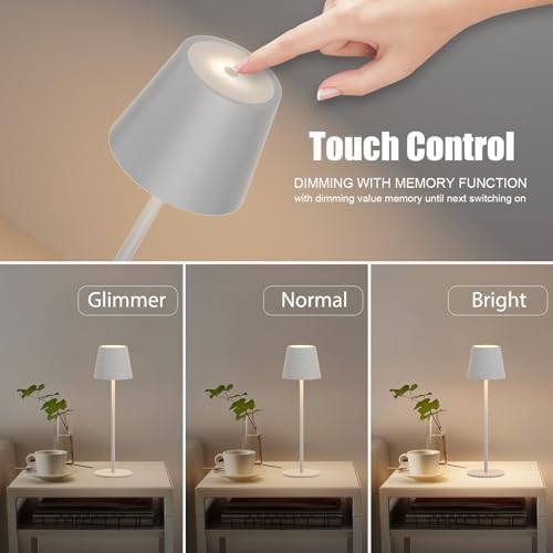 Klighten 2er Set LED Dimmbare Akku Tischlampe Blau – Kabellos, Warmlicht 3000K für Innen & Außen, USB-C, Aluminium, IP54