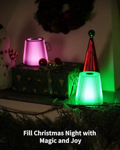 Kabellose LED Tischlampe von – Dimmbare Nachttischlampe mit Magnetköpfen, 3000K Weiß & RGB, IP54 Wasserdicht für Schlaf