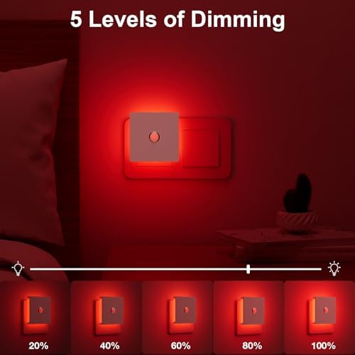 Nachtlicht Steckdose mit Bewegungsmelder – 2er Set, dimmbare LED für Kinderzimmer, Schlafzimmer und Flur – Schwarz