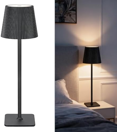 Kabellose LED Tischlampe von – Dimmbare Nachttischlampe mit Magnetköpfen, 3000K Weiß & RGB, IP54 Wasserdicht für Schlaf