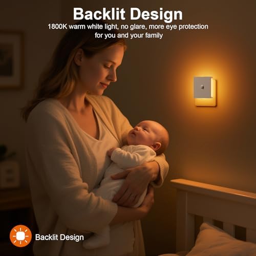 Nachtlicht Steckdose mit Bewegungsmelder – 2er Set, dimmbare LED für Kinderzimmer, Schlafzimmer und Flur – Schwarz