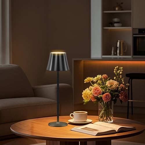 Suright Kabellose Tischlampe – 5000mAh Akku, 3 Farbmodi, dimmbar, ideal für Outdoor Camping & Terrasse