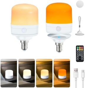 LED Glühbirnen E14 7W - Abnehmbar & Wiederaufladbar, 4 Farben, Fernbedienung, Ideal für Innen/Außen