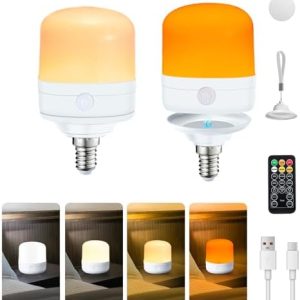LED Glühbirnen E14 7W - Abnehmbar & Wiederaufladbar, 4 Farben, Fernbedienung, Ideal für Innen/Außen