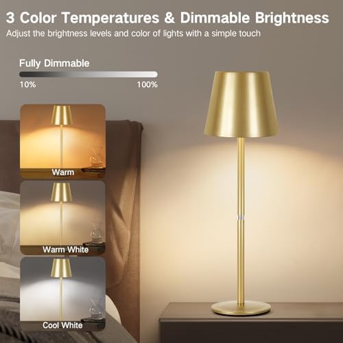 OUTON Kabellose LED Tischlampe 2er Set – Touch dimmbar, 3 Farbtemperaturen, IP54 wasserdicht, ideal für drinnen & drauße