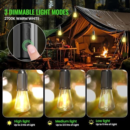 LED Campinglampe von , Wiederaufladbare Zeltlampe mit 3 Helligkeitsmodi, IP65 wasserdicht für Outdoor-Abenteuer und Notf