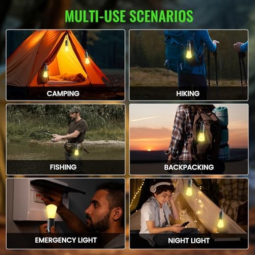 LED Campinglampe von , Wiederaufladbare Zeltlampe mit 3 Helligkeitsmodi, IP65 wasserdicht für Outdoor-Abenteuer und Notf