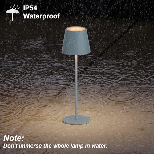 Klighten 2er Set LED Dimmbare Akku Tischlampe Blau – Kabellos, Warmlicht 3000K für Innen & Außen, USB-C, Aluminium, IP54