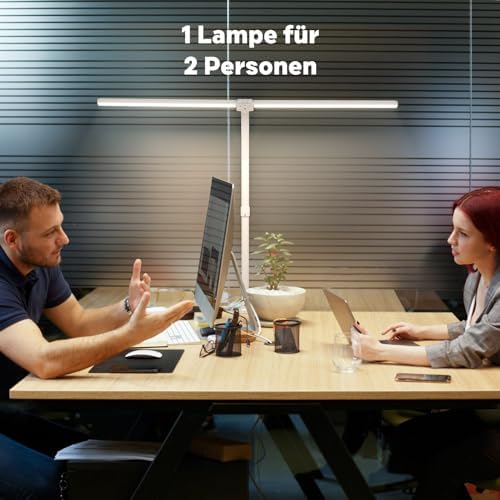 Doppelkopf LED Schreibtischlampe dimmbar 24W – 80CM Klemmbar für Augenschutz im Büro