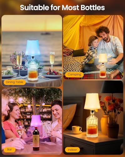 Kabellose LED Flaschenlampe von , 5200mAh Akku, 7 RGB Farben, dimmbar & IP54 wasserdicht für Esszimmer, Wohnzimmer & Sch