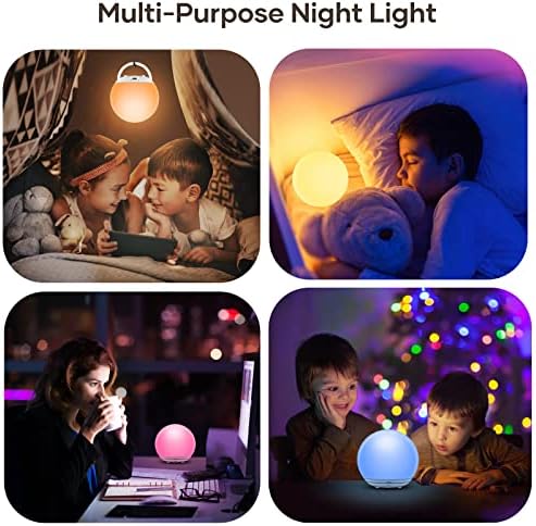 Nachtlicht Kinder, USB aufladbares Stilllicht mit RGB, dimmbare Touch-Nachttischlampe für Babyzimmer, Camping & Geschenk