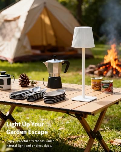 Kabellose LED Tischlampe von – Dimmbare Nachttischlampe mit Magnetköpfen, 3000K Weiß & RGB, IP54 Wasserdicht für Schlaf