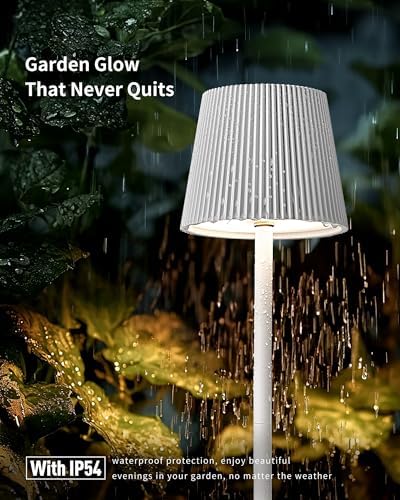 Kabellose LED Tischlampe von – Dimmbare Nachttischlampe mit Magnetköpfen, 3000K Weiß & RGB, IP54 Wasserdicht für Schlaf