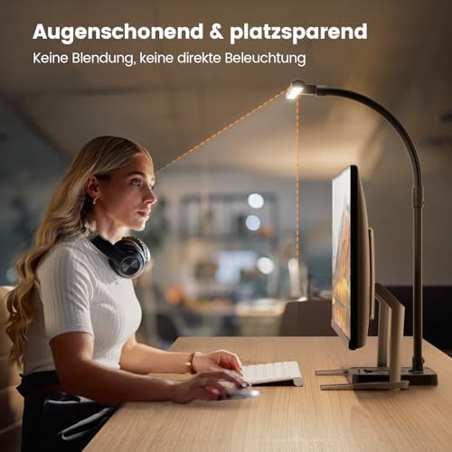 Doppelkopf LED Schreibtischlampe dimmbar 24W – 80CM Klemmbar für Augenschutz im Büro