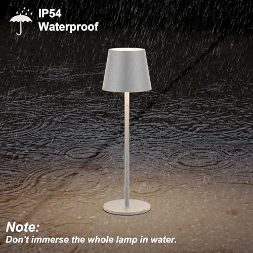 Klighten 2er Set LED Dimmbare Akku Tischlampe Blau – Kabellos, Warmlicht 3000K für Innen & Außen, USB-C, Aluminium, IP54