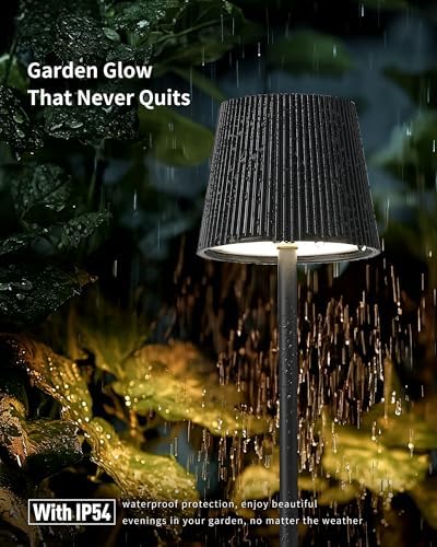 Kabellose LED Tischlampe von – Dimmbare Nachttischlampe mit Magnetköpfen, 3000K Weiß & RGB, IP54 Wasserdicht für Schlaf