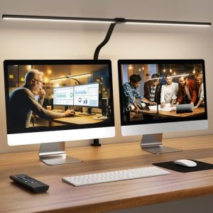 Doppelkopf LED Schreibtischlampe dimmbar 24W – 80CM Klemmbar für Augenschutz im Büro