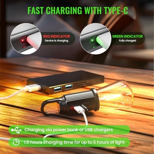 LED Campinglampe von , Wiederaufladbare Zeltlampe mit 3 Helligkeitsmodi, IP65 wasserdicht für Outdoor-Abenteuer und Notf