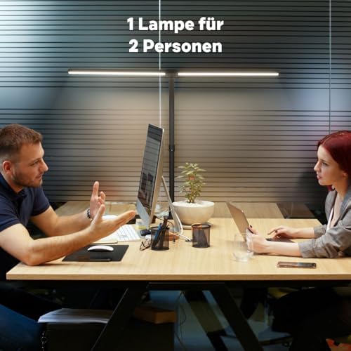 Doppelkopf LED Schreibtischlampe dimmbar 24W – 80CM Klemmbar für Augenschutz im Büro