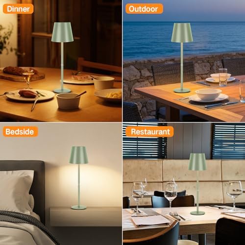OUTON Kabellose LED Tischlampe 2er Set – Touch dimmbar, 3 Farbtemperaturen, IP54 wasserdicht, ideal für drinnen & drauße