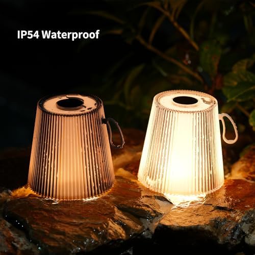 Kabellose LED Tischlampe von – Dimmbare Nachttischlampe mit Magnetköpfen, 3000K Weiß & RGB, IP54 Wasserdicht für Schlaf