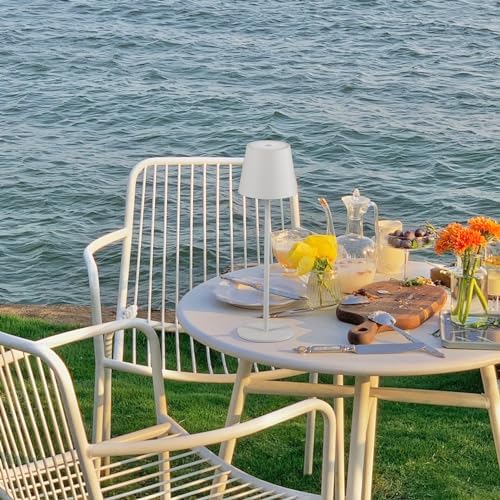 Klighten 2er Set LED Dimmbare Akku Tischlampe Blau – Kabellos, Warmlicht 3000K für Innen & Außen, USB-C, Aluminium, IP54