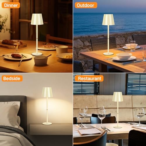 OUTON Kabellose LED Tischlampe 2er Set – Touch dimmbar, 3 Farbtemperaturen, IP54 wasserdicht, ideal für drinnen & drauße